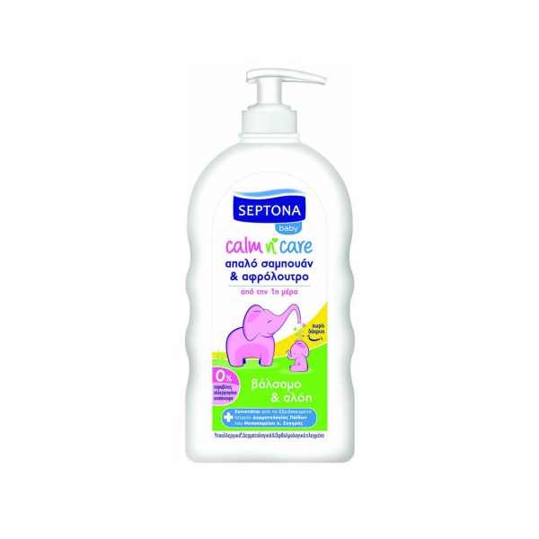 SEPTONA Calm 'n Care Απαλό Σαμπουάν & Αφρόλουτρο με Βάλσαμο & Αλόη 500ml με Αντλία