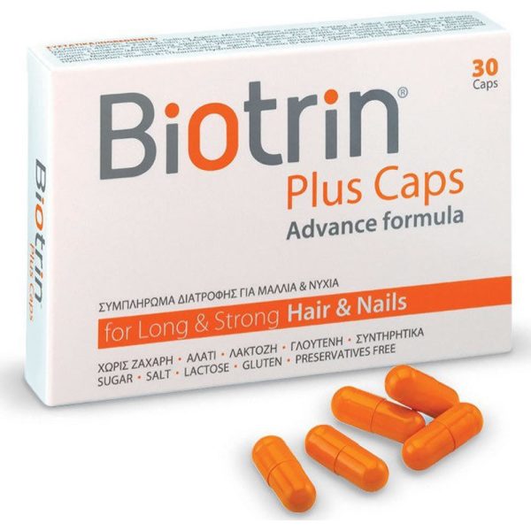 BIOTRIN Plus Caps Συμπλήρωμα Διατροφής Για Την Καλή Υγεία Των Μαλλιών & Των Νυχιών 30 κάψουλες