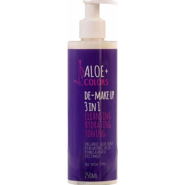 ALOE COLORS Γαλάκτωμα Ντεμακιγιάζ De-Make Up 3 in 1 για Ευαίσθητες Επιδερμίδες 250ml