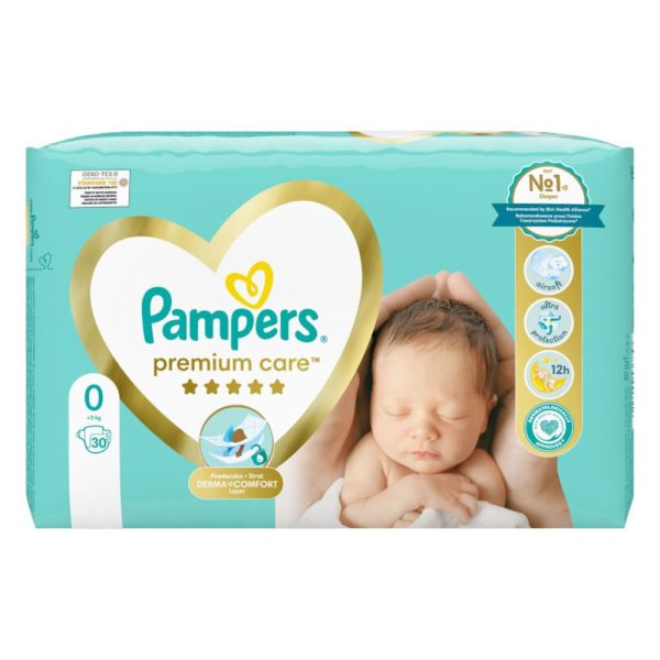 PAMPERS Πάνες με Αυτοκόλλητο Premium Care No. 0 για 0-3kg 30τμχ