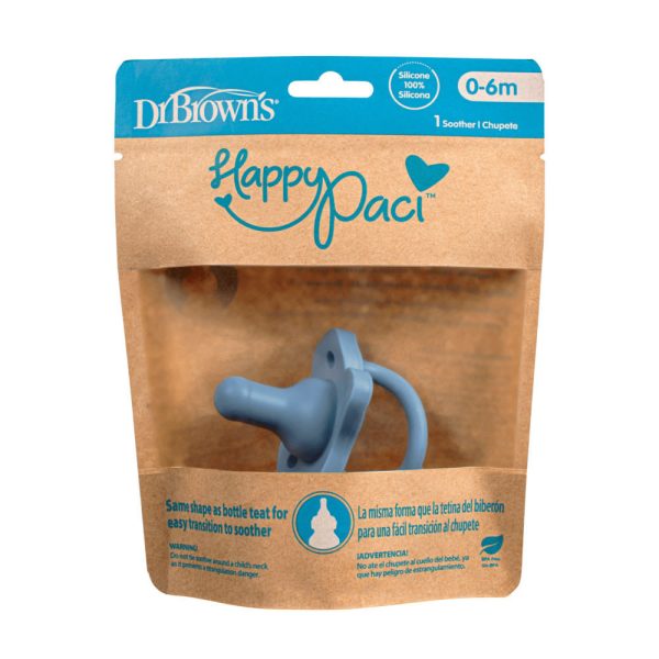 DR BROWN'S Happy Paci Πιπίλα Σιλικόνης Μπλε για 0-6 μηνών