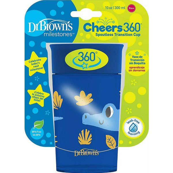 DR BROWN'S Παιδικό Ποτηράκι "Cheers 360° " από Πλαστικό Μπλε 300ml για 9m+