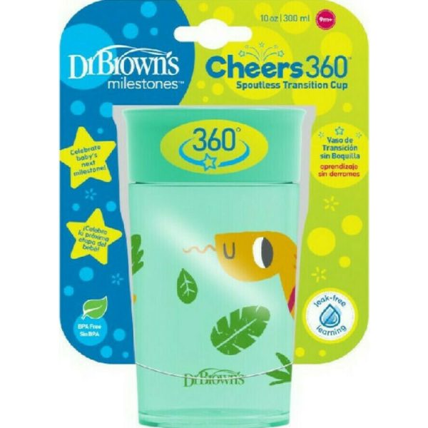 DR BROWN'S Παιδικό Ποτηράκι "Cheers 360° " από Πλαστικό Πράσινο 300ml για 9m+