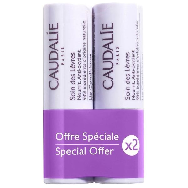 CAUDALIE Promo Pack Lip Conditioner Ενυδατικό Στικ Για Τα Χείλη Με Άρωμα Βανίλιας 2x4,5gr