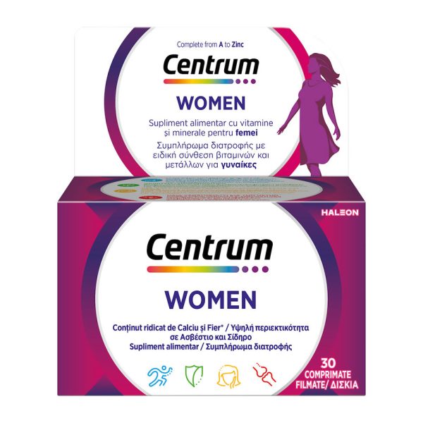 CENTRUM Women Πολυβιταμίνη Ειδικά Σχεδιασμένη για τη Γυναίκα για Ενέργεια & Ενίσχυση του Ανοσοποιητικού 30 ταμπλέτες