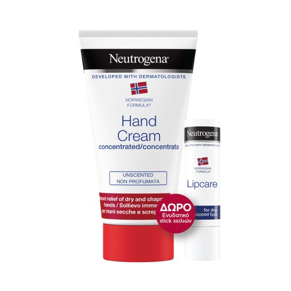 NEUTROGENA® Promo Κρέμα χεριών Unscented 75ml & Δώρο Ενυδατικό Lipcare stick χειλιών